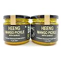 ZAAIKA Garlic Heeng Mango Pickle Low Oil Indian Traditional Home Made Hing Garlic Achaar with Glass Jar | No Preservatives - 600 Grams (Pack of 2, 300GR Each)