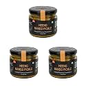 ZAAIKA Heeng Mango Pickle Low Oil Indian Traditional Home Made Hing Aam Ka Achaar with Glass Jar No | Preservatives - 900 Grams (Heeng Mango Pickle, Pack of 3, Each of 300 GM)