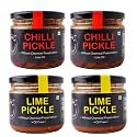 Zaaika Lemon and Chilli Pickle Low Oil Indian Traditional Home Made Achar with Glass Jar | No Preservative 1kg (Pack of 4)