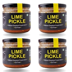 zaaika lemon pickle khatta meetha  oil free indian authantic and traditional home made nimbu achaar sweet amp spicy pickle  crushed lemon pickle  no preservative 1200gm pack of 4 - 300gm each