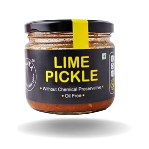 zaaika lemon pickle khatta meetha  oil free indian authantic and traditional home made nimbu achaar sweet amp spicy pickle  crushed lemon pickle  with sustainable glass packaging no preservatives - 300 grams