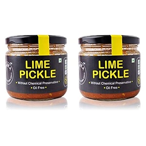 zaaika lemon pickle khatta meetha  oil free indian authantic and traditional home made nimbu achaar sweet amp spicy pickle  crushed lemon pickle no preservative 600 grams pack of 2 - 300gm each
