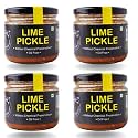 ZAAIKA Lemon Pickle Khatta Meetha | Oil Free Indian Authantic and Traditional Home Made Nimbu Achaar Sweet &amp; Spicy Pickle | Crushed Lemon Pickle | No Preservative 1200gm (Pack of 4 - 300Gm Each)