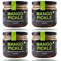 Zaaika Mango Pickle Low Oil Home Made Indian Traditional Aam Ka Achar with Glass Jar | No Preservative 1.2kg (Pack of 4)