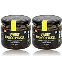 ZAAIKA Sweet Mango Pickle Low Oil Indian Traditional Home Made Achaar with Glass Jar | No Preservatives (Sweet Mango Pickle - 600 Gram)