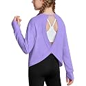 Zaclotre Girls Athletic Long Sleeve Shirts Open Back Crop Tops Workout Tee