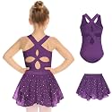 Zaclotre Girls Ballet Leotards Hollow Back Dance Dress with Skirt Combo