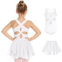 Zaclotre Girls Ballet Leotards Hollow Back Dance Dress with Skirt Combo