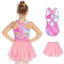 Zaclotre Girls Ballet Leotards Hollow Back Dance Dress with Skirt Combo