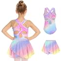 Zaclotre Girls Ballet Leotards Hollow Back Dance Dress with Skirt Combo