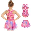 Zaclotre Girls Ballet Leotards Hollow Back Dance Dress with Skirt Combo
