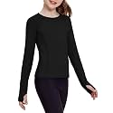 Zaclotre Girls Long Sleeve Shirts with Thumb Holes Kids Athletic Top Tees