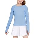 Zaclotre Girls Long Sleeve Shirts with Thumb Holes Kids Athletic Top Tees