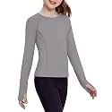 Zaclotre Girls Long Sleeve Shirts with Thumb Holes Kids Athletic Top Tees