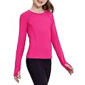Zaclotre Girls Long Sleeve Shirts with Thumb Holes Kids Athletic Top Tees