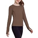 Zaclotre Girls Long Sleeve Shirts with Thumb Holes Kids Athletic Top Tees