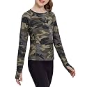 Zaclotre Girls Long Sleeve Shirts with Thumb Holes Kids Athletic Top Tees