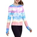 Zaclotre Girls Long Sleeve Shirts with Thumb Holes Kids Athletic Top Tees