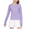 Zaclotre Girls Long Sleeve Shirts with Thumb Holes Kids Athletic Top Tees
