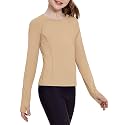 Zaclotre Girls Long Sleeve Shirts with Thumb Holes Kids Athletic Top Tees