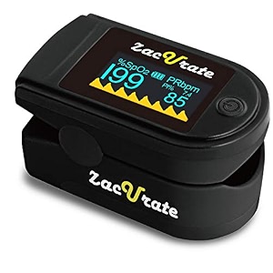 zacurate 500c elite fingertip pulse oximeter blood oxygen saturation monitor with silicon cover batteries and lanyard mystic black
