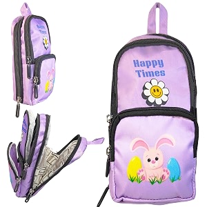 zafco purple standing pencil case for girls amp kids  3 layer 6 compartment canvas pencil pouch  cute bunny theme stationery organizer with mesh pocket  school art amp travel organizer- 1 piece