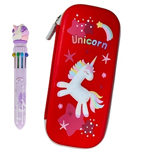 zafco eva space astronaut theme pencil case large capacity 3d pouch bag school stationery organizer box for students kids premium stylish pen holderpack of 1 blue2 unicorn red