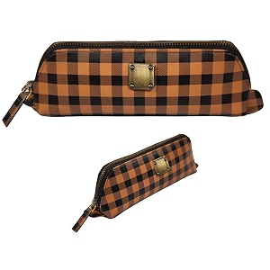 zafco vegan leather pencil case for girls  pen box large capacity  multiuse portable pouch for office school and college  pencil bag stationery accessory organizer 1 unit beige