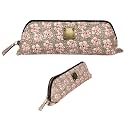 ZAFCO Vegan Leather Pencil Case for Girls | Pen Box Large Capacity | Multiuse Portable Pouch for Office School and College | Pencil Bag Stationery Accessory Organizer 1 Unit (Floral Pink)
