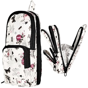 zafco pu leather pencil case 3 layers 6 compartment cute aesthetic standing backpack pencil case for girls large capacity pen pencil pouch multifunctional stationery organizer for school office