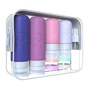 zafit 18 pack travel bottles for toiletries tsa approved silicone travel containers leak proof refillable travel accessories for shampoo conditioner lotion body washmulticolored i