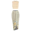 ZAFUL 2 Piece Skirt Sets for Women Crop Top Ruched Maxi Skirt Suiting