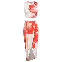 ZAFUL 2 Piece Skirt Sets for Women Crop Top Ruched Maxi Skirt Suiting