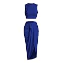 ZAFUL 2 Piece Skirt Sets for Women Crop Top Ruched Maxi Skirt Suiting