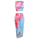ZAFUL 2 Piece Skirt Sets for Women Crop Top Ruched Maxi Skirt Suiting