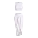 ZAFUL 2 Piece Skirt Sets for Women Crop Top Ruched Maxi Skirt Suiting