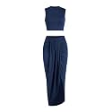 ZAFUL 2 Piece Skirt Sets for Women Crop Top Ruched Maxi Skirt Suiting