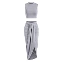 ZAFUL 2 Piece Skirt Sets for Women Crop Top Ruched Maxi Skirt Suiting