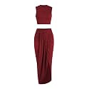ZAFUL 2 Piece Skirt Sets for Women Crop Top Ruched Maxi Skirt Suiting
