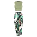 ZAFUL 2 Piece Skirt Sets for Women Crop Top Ruched Maxi Skirt Suiting