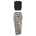 ZAFUL 2 Piece Skirt Sets for Women Crop Top Ruched Maxi Skirt Suiting