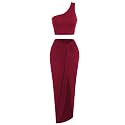 ZAFUL 2 Piece Skirt Sets for Women Crop Top Ruched Maxi Skirt Suiting