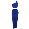 ZAFUL 2 Piece Skirt Sets for Women Crop Top Ruched Maxi Skirt Suiting