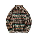 ZAFUL Men 1/4 Zipper Ethnic Aztec Fleece Unisex Winter Sweatshirt Tops 2026