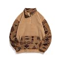 ZAFUL Men 1/4 Zipper Ethnic Aztec Fleece Unisex Winter Sweatshirt Tops 2026
