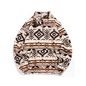 ZAFUL Men 1/4 Zipper Ethnic Aztec Fleece Unisex Winter Sweatshirt Tops 2026