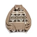 ZAFUL Men 1/4 Zipper Ethnic Aztec Fleece Unisex Winter Sweatshirt Tops 2026