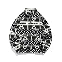 ZAFUL Men 1/4 Zipper Ethnic Aztec Fleece Unisex Winter Sweatshirt Tops 2026
