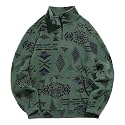 ZAFUL Men 1/4 Zipper Ethnic Aztec Fleece Unisex Winter Sweatshirt Tops 2026