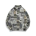ZAFUL Men 1/4 Zipper Ethnic Aztec Fleece Unisex Winter Sweatshirt Tops 2026
